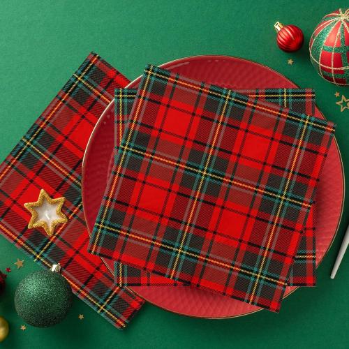 Christmas Napkins, 40Pcs Christmas Plaid Paper Napkin Disposable Red Buffalo Plaid Napkin Cocktail Napkins Tartan Plaid Paper Napkins for Xmas Winter Holiday Dinner Party Supplies