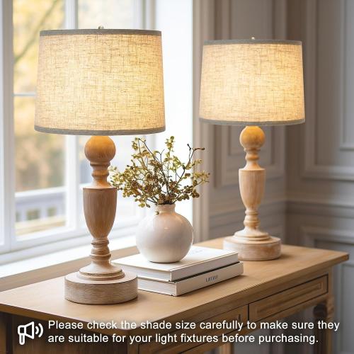 Lampshades Set of 2, Drum Lampshades 11.6 Top x 12.6 Bottom x 9.8 High, Seaside village Medium Lampshades (Spider Fitter), Beige Lampshades Natural Linen Hand Crafted, Easy Assembly Required