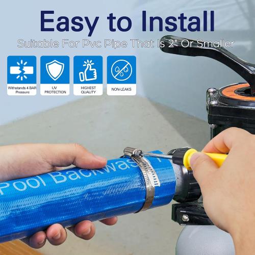 2x100FT Pool Backwash Hose, Lay Flat, Drain & Sump, 2 Clamps