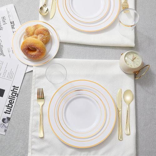 N9R 300PCS Gold Plastic Silverware, Disposable Plastic Cutlery/Utensils