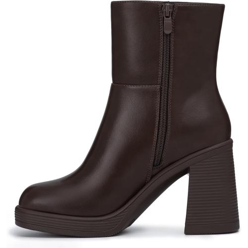 Size 9 thlefit Women's High Chunky Heel Platform Ankle Boots