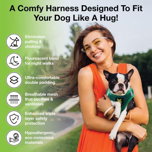 EcoBark Dog Harness - Luxury Step in Mesh Dog Harnesses in Forest Green - Soft & Secure Dog Harness Vest Body Wrap