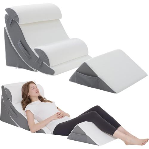 (missing the leg pillow). Wedge Pillow Set for After Surgery – 5PCS Orthopedic Bed Wedge Pillow Set for Sleeping, Body, Back and Leg Pain Relief Comfortable & Adjustable Support Pillows-Anti Snoring (Grey)