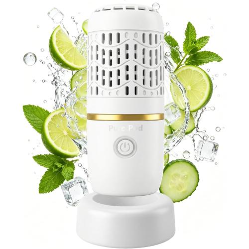 and Fruit Cleaner, Portable Capsule Fruit Vegetable Cleaner, Water Ion Tech, IPX7 Waterproof, Magnetic Charging 10-Min Auto Cycle for Home RV Meat Seafood Grain Cleaning (White)