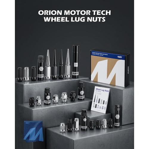 OMT M12x1.25 Lug Nuts with Cone Seat, 20pcs Lug Nuts Set with 1 Socket Key
