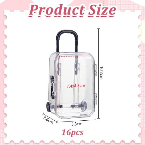 16PCS Mini Suitcase Party Favor Gift Box 2x1.4 x4 Inch Mini Luggage Storage Box Plastic Empty Candy Storage Case Tiny Travel Suitcase Small Suitcases Containers Party Supplies