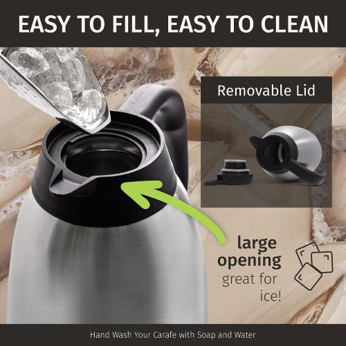 Cresimo Thermal Coffee Carafe 68oz / 2L - 12 Hours Hot Beverage Dispenser, Insulated Stainless Steel Carafe for Liquids, Coffee Carafes For Keeping Hot Water Dispenser for Parties - Large Tea Flask