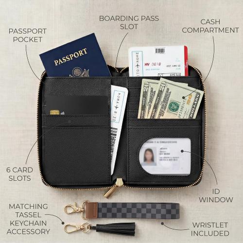 Beautiful Passport Holder And Travel Wallet with Wristlet Strap