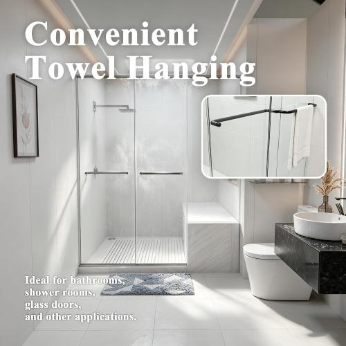 Ranbo 24 Inch Shower Door Handle, Single-Sided Towel Bar, Matte Black