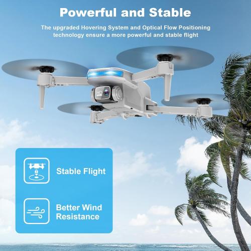 Drone with 1080P Camera - Foldable Remote Control Quadcopter with Voice Gesture Control, 3D Flip, One Key Start, Emergency Stop, 2 Batteries, Easier to use, Toy for Adults Beginners, Grey