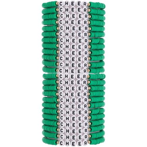 Cooluckday Cheer Bracelets for Team Cheer Gifts Bulk for Team Cheerleader Gifts Set for Women Stackable Clay Y2k Friendship Bracelets for Women
