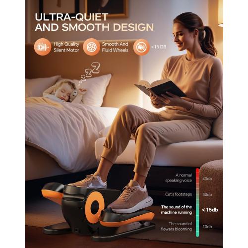 Under Desk Elliptical Machine, Ellipse Leg Exerciser as Seen on Tv for Seniors Adults with 12 Adjustable Speed, Quiet & Portable Seated Pedal Exerciser with Remote Control & Non-Slip Foot Straps
