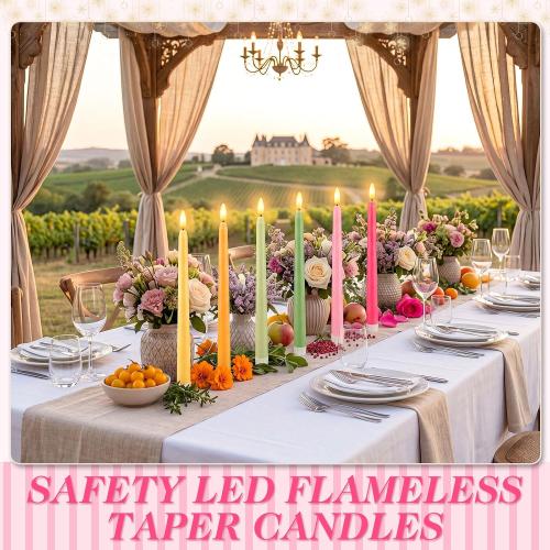Baquler 24 Pcs 11'' Summer Fruit Flameless Taper Candles