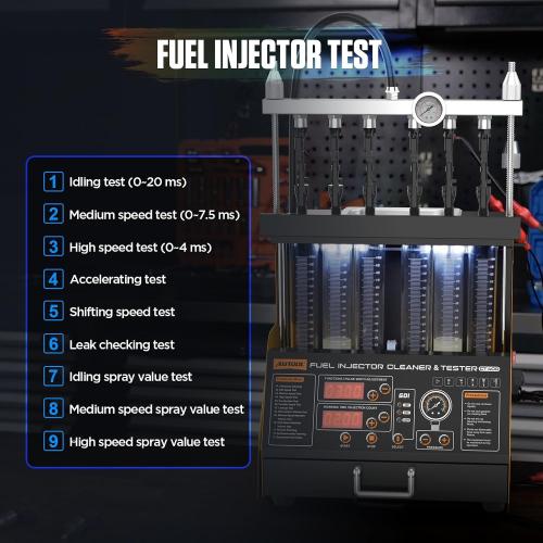 AUTOOL Fuel Injector Cleaner Tester Machine Ultrasonic 12V/70V/220V | GDI/EFI/FSI Fuel Injecter Cleaning Machine for All 6 Cylinder Petrol Vehicles