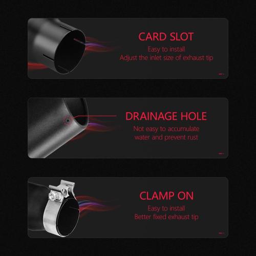 LCGP 3 Inlet Exhaust Black Tip,3 x 4 x 12 Long Clamp on Exhaust Tailpipe Tip for Truck