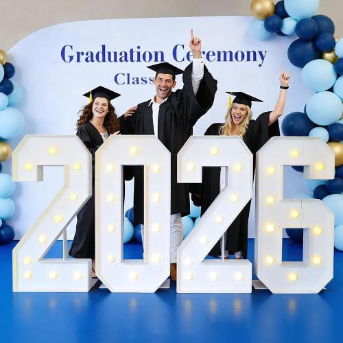 4ft 2026 Light Up Numbers Class of 2026 Graduation Decorations Large Sign Big Grad Mosaic Foam Board Giant Jumbo Lighted Marquee Letters 4 Feet Tall with Lights High School College Party Prom Decor