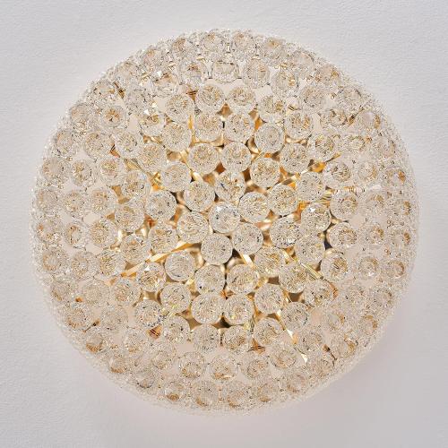 12-Light Crystal Flush Mount Chandelier Ceiling Light Fixture for Living Room Dining Room Bedroom Foyer Entryway Hallway Closet Bathroom (Gold D24)