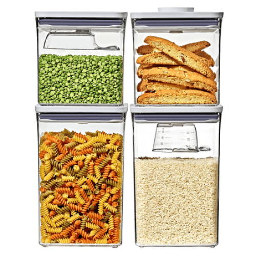 OXO SoftWorks 4-piece POP Container Set with Rice Measuring Cup & Scoop NEEDS CLEANING