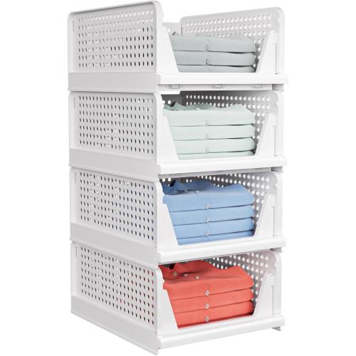 caktraie 4 Pack Stackable Closet Storage Basket - Stackable Storage Bins