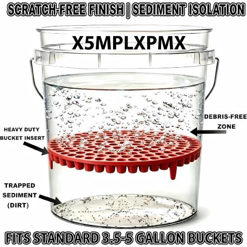 10.4 Car Wash Bucket Grit Trap Insert, 2-Pack with Mitt, Red