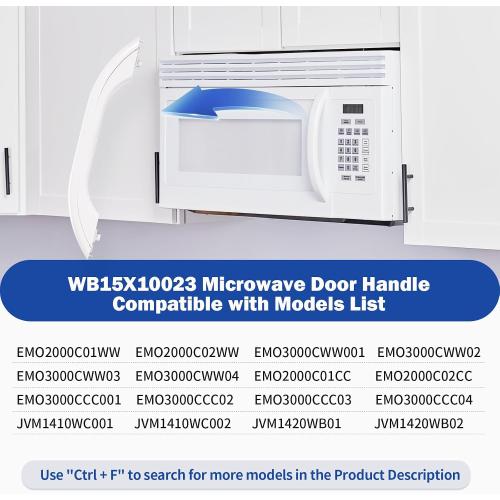 WB15X10023 Microwave Oven Door Handle White Compatible with GE HotPoint EMO2000C01WW EMO2000C02WW JVM1410WC001 JVM1410WC002, Replacement 769529 WB15X10084 AP2021174 EAP232103 PS232103
