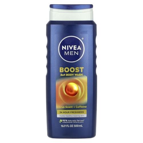 2 pack Nivea, Men, Boost 3-in-1 Body Wash, Citrus  Scent   Caffeine, 16.9 Fl Oz (500 Ml)