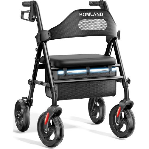 HOMLAND Foldable Rollator Walker for Seniors with Seat