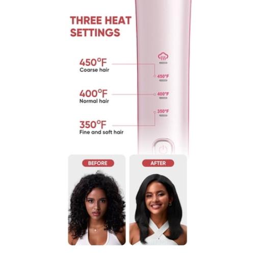 Beautigo Steam Hair Straightener Flat Iron, Anti-Frizz Moisturizing Steam, Reduce Heat Damage, 20s Fast Heat, Ceramic Plates for Thick, Curly & Frizzy Hair, Rose Gold