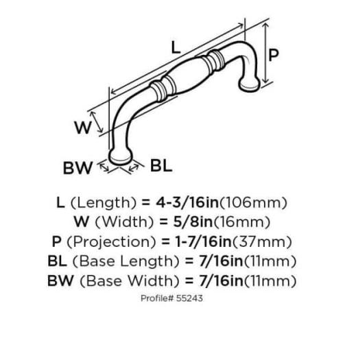 Granby 3-3/4 in. (96mm) Traditional Oil-Rubbed Bronze Arch Cabinet Pull