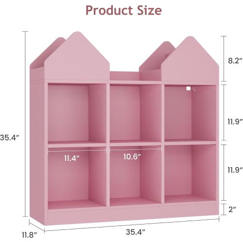 Garvee Kids Bookshelf and Toy Storage Organizer, Pink