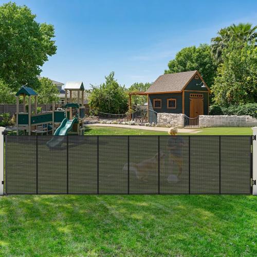 275 Extra Long Baby Gate Retractable Dog Gate, 23ft Retractable Baby Gates Extra Wide Driveway Gate, Reinforced 48 Extra Tall Pet Gate Outdoor Retractable Fence, Garage Gate Wide Dog Gate, Black