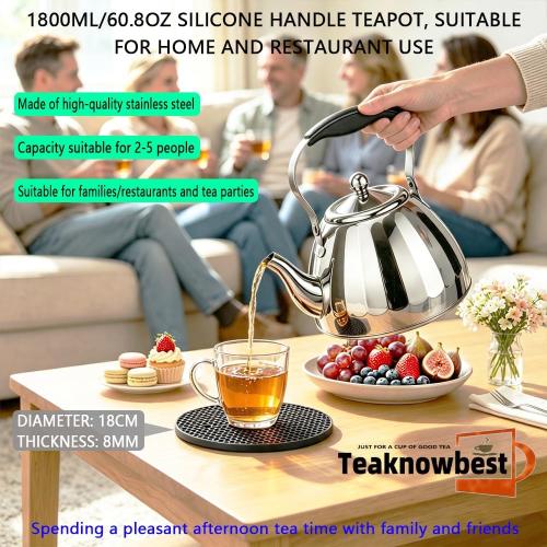 60.8oz/1800ml Tea pot, Stainless Steel Teapot With Removable Infuser