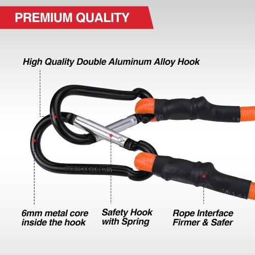 WORKPRO 24 Bungee Cords with Hooks, 4 Pack Heavy Duty Outdoor Bungee Strap