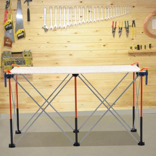 VEVOR Portable Folding Workstand, 4.15 x 2.18 ft Collapsible Workbench, 2500 lbs Weight Capacity, No Assembly Foldable Work Stand with Storage Bag, Table Top NOT Included, for Garage Workshop Outdoor
