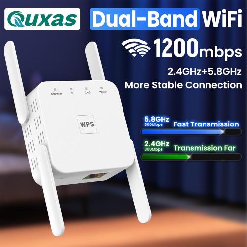 1200mbps WiFi Extender.WiFi Repeater.Universal Ethernet Adapter: Dual-Band WiFi Bridge with Bridge, Client, AP Modes, Converts Wireless to Wired, for PCs, Printers, TVs, Consoles.