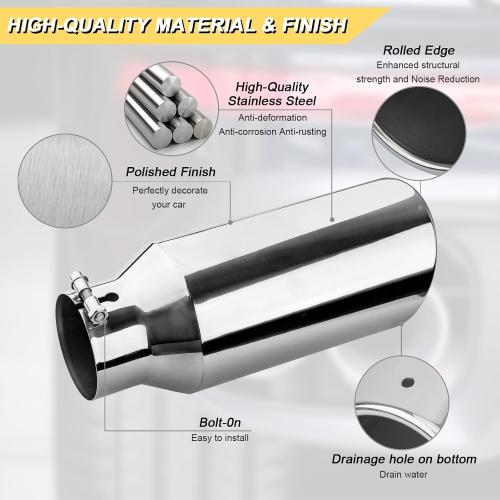 Vurkcy 4 inch Inlet Exhaust Tip, 6 Outlet 12 Overall Length