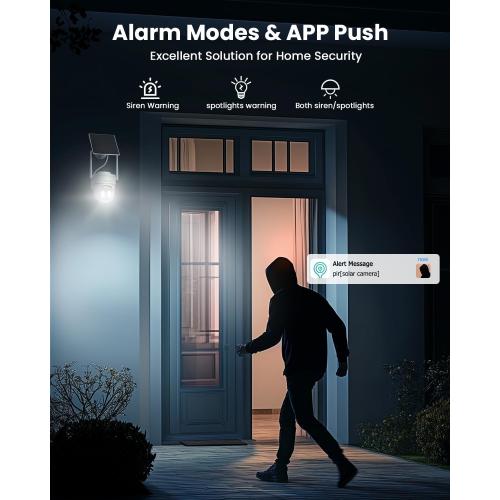 VIZIUUY 3MP Solar Security Cameras Wireless Outdoor, WiFi 6,360°PTZ Camera