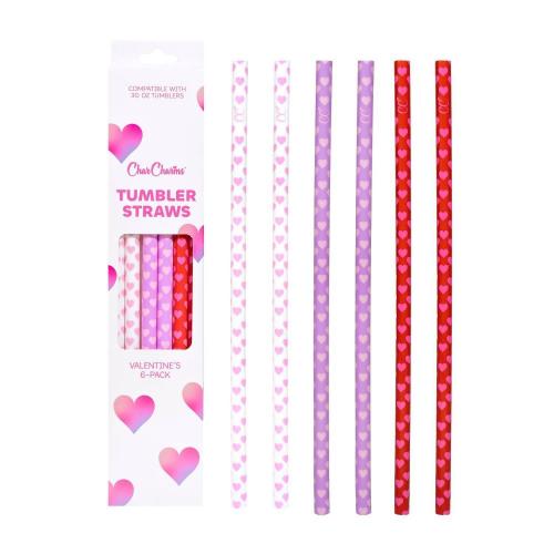CharCharms 6pk 30oz Valentines Water Bottle Straws