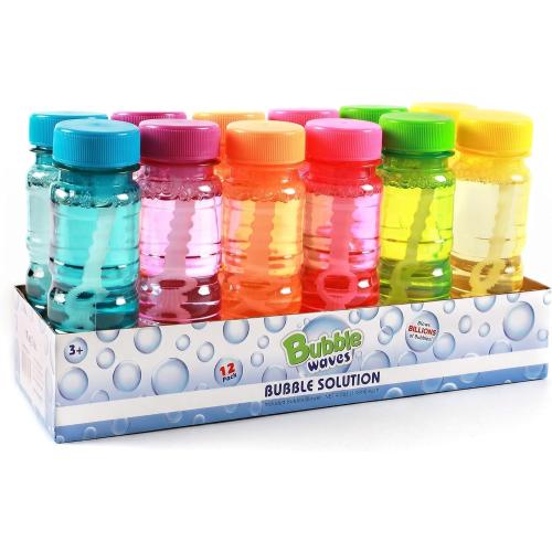 novelinks 12 Pack 4oz Big Bubble Bottles, Bubble Blowing Solution for Kids
