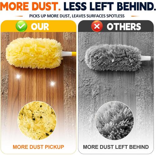 24 Count Heavy Duty Duster Refills for Swiffer Duster with 1 Handle (Yellow)