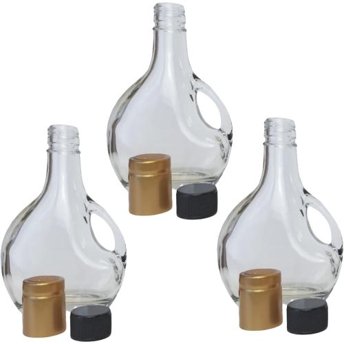 Glass Basque Bottles with Lids, for Oils & Syrups, Set of 3