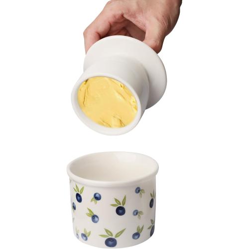 French Butter Crock for Counter With Water Line French Butter Dish for Counter (BlueBerry)
