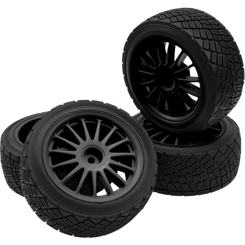 80mm/3.14 Rubber Tires & Plastic Wheel Rims 2.2 Inch 12mm Hex Hub Compatible with 1/10 HPI WR8 Off-Road Rally 1/14 WLtoys 124019 144001 1/16 Redcat Volcano RC Buggy (Black)