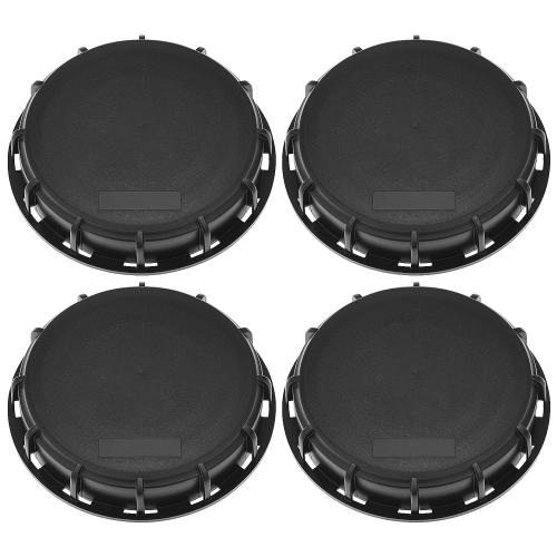 QWORK 6 Solid Cap W/Gasket for IBC Tote, IBC Tote Water Tank Cover, 4 Pack Leak-Proof Design Plastic IBC Tank Adapter Storage Cap for Chemical Food and Industrial Storage, Black