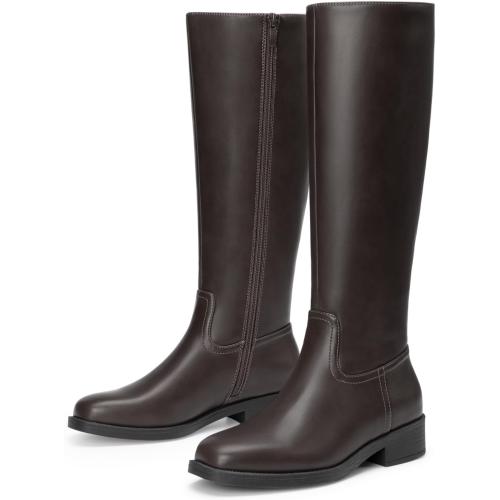 Size 8 5 Athlefit Knee High Boots for Women Flat Tall Fall Boots Chocolate Brown