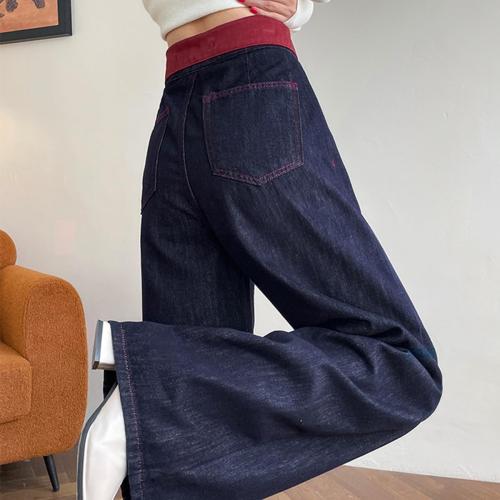 Fashion High Waist Women's Jeans Y2K Casual Baggy Wide Leg Neckline Style Waist Design Straight Jeans XL