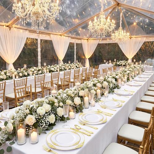 100PCS White Plates with Gold Trim Disposable for Thanksgiving