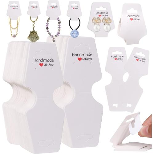 200PCS Bracelet Display Cards Necklace Holder Cards Self Adhesive Jewelry Packaging Selling Card for Small Business (White, 1.8x4.7 inches)