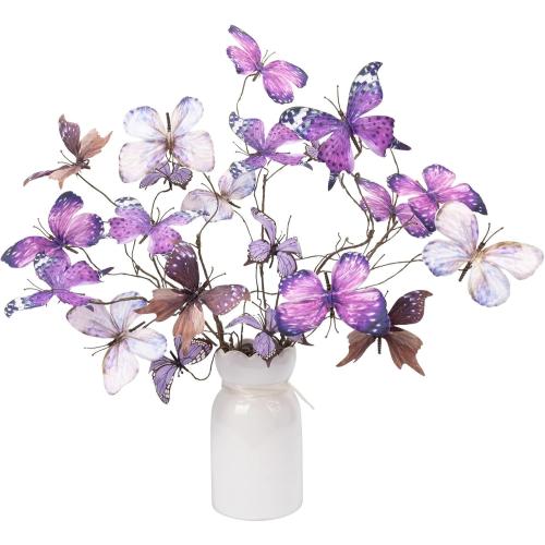 5Pcs Purple Butterfly Decorations DIY Butterfly Branches for Home Decor