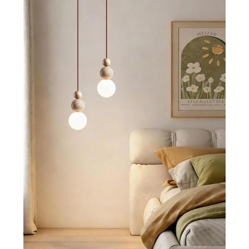 Natural Travertine Pendant Light, 10.6 Japanese Wabi Sabi Pendant Light